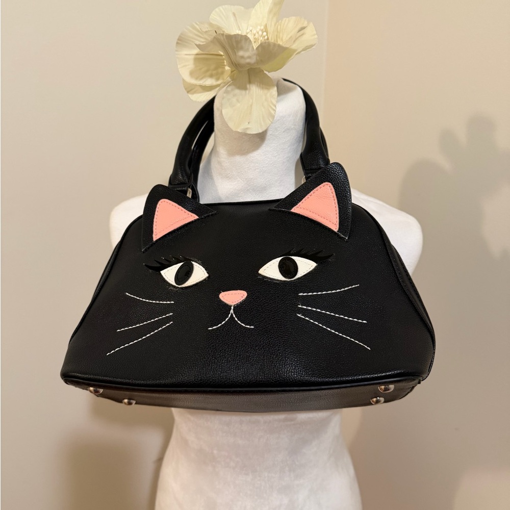 Sleepyville Critters Faux Leather Black Cat Handbag Y2K